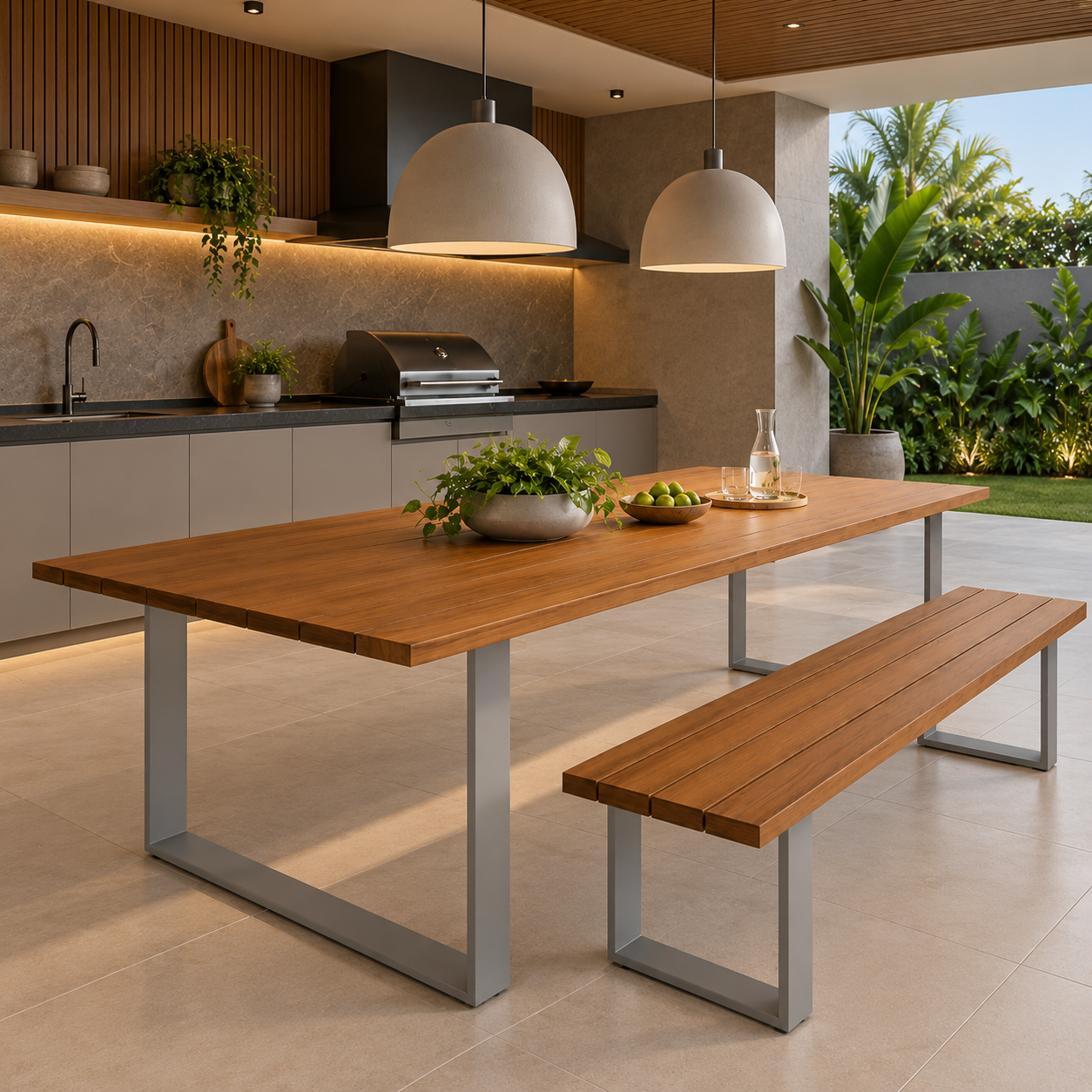 Conjunto Mesa e banco madeira